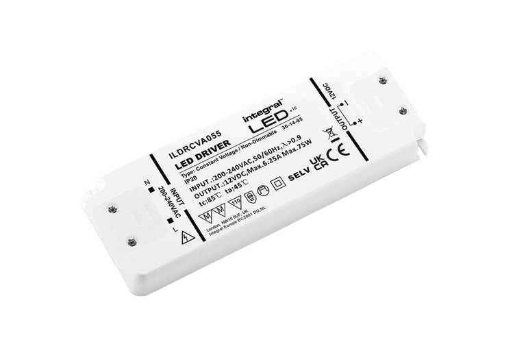 CONSTANT VOLTAGE DRIVER 75W 12VDC IP20 NON-DIMM 200-240V INPUT