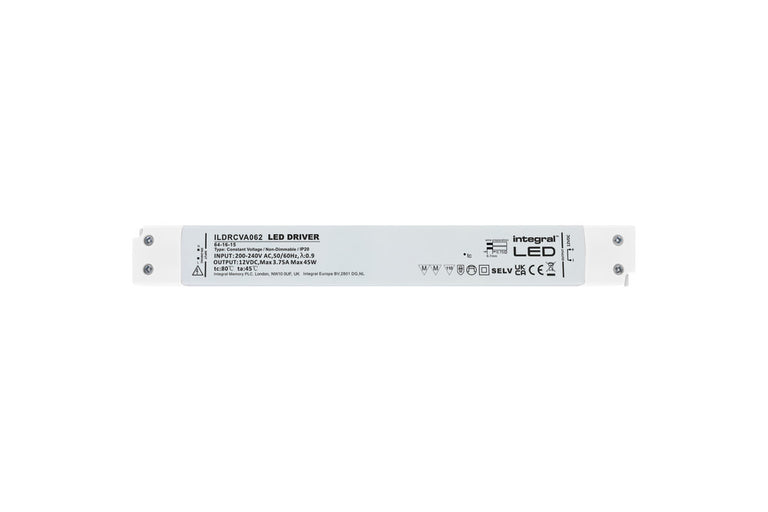 CONSTANT VOLTAGE LONG & SLIM DRIVER 45W 12VDC IP20 NON-DIMM 200-240V INPUT