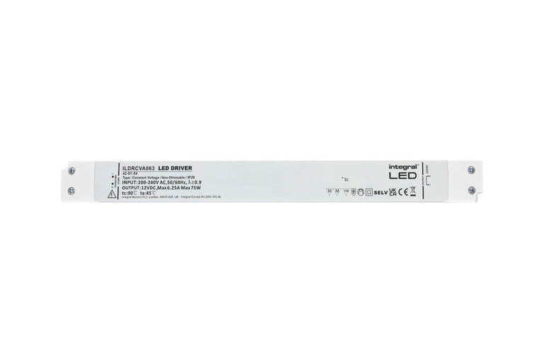 CONSTANT VOLTAGE LONG & SLIM DRIVER 75W 12VDC IP20 NON-DIMM 200-240V INPUT