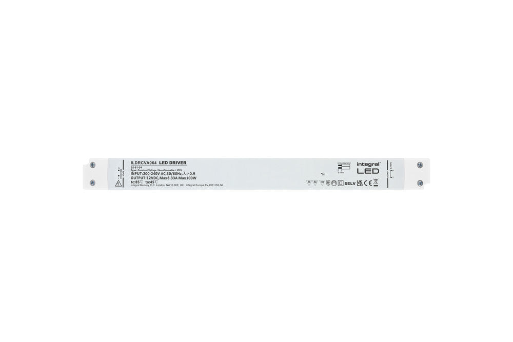 CONSTANT VOLTAGE LONG & SLIM DRIVER 100W 12VDC IP20 NON-DIMM 200-240V INPUT