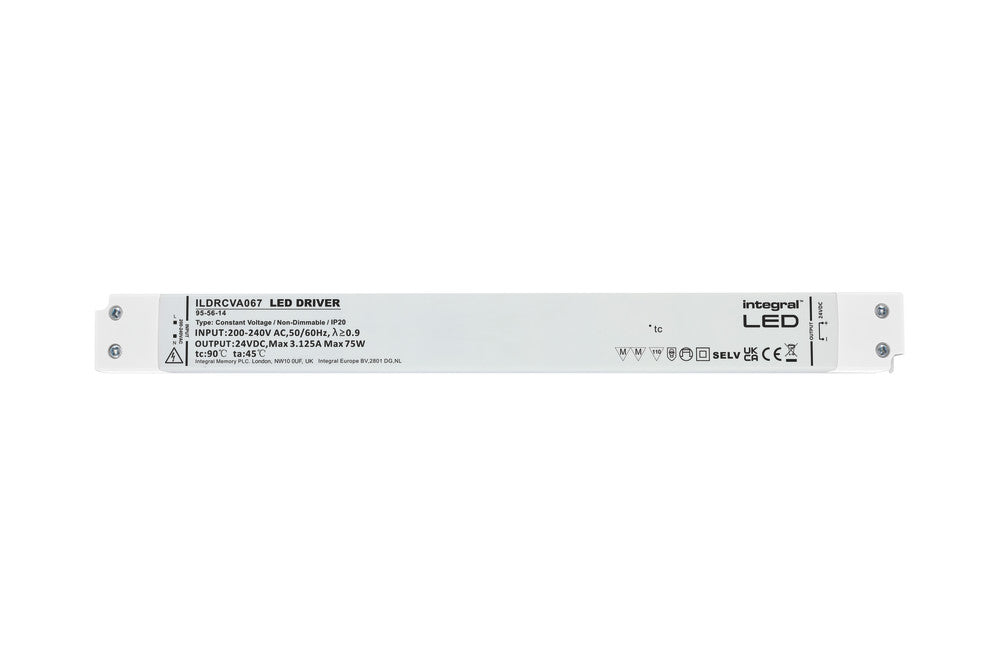 CONSTANT VOLTAGE LONG & SLIM DRIVER 75W 24VDC IP20 NON-DIMM 200-240V INPUT