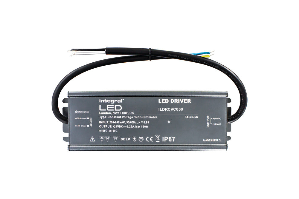CONSTANT VOLTAGE DRIVER 150W 12VDC IP67 NON-DIMM 200-240V INPUT