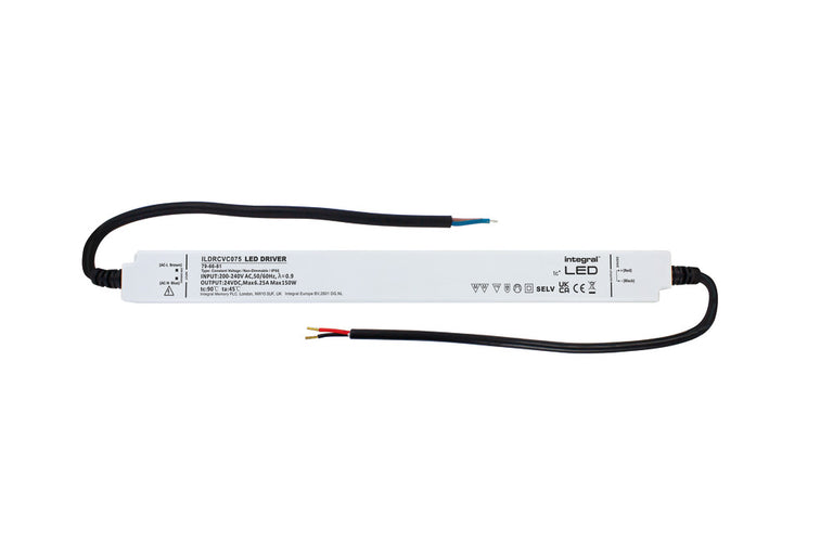 CONSTANT VOLTAGE LONG & SLIM DRIVER 150W 24VDC IP66 NON-DIMM 200-240V INPUT