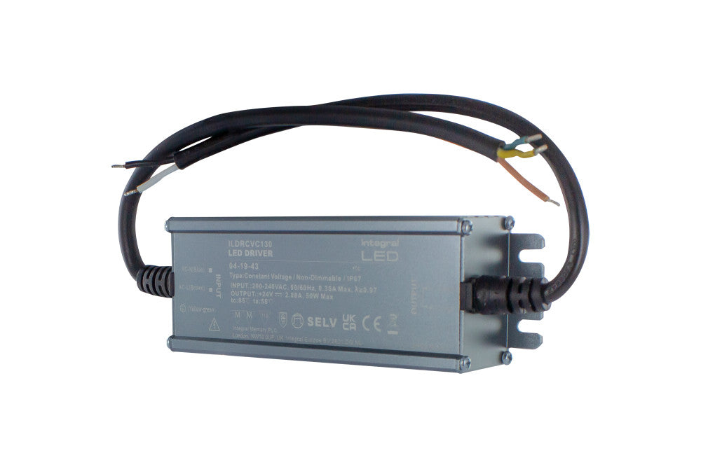 CONSTANT VOLTAGE DRIVER 50W 24VDC IP67 NON-DIMM 200-240V INPUT