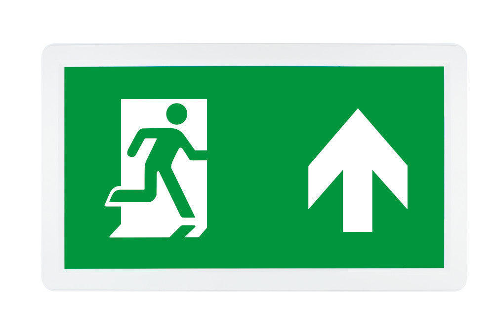 SLIMLINE 2 EMERGENCY EXIT BOX 24M VIEWING 3.3W 3HR MAINTAINED OR NON-MAINTAINED MANUAL TEST CW UP ARROW 50 LUMENS