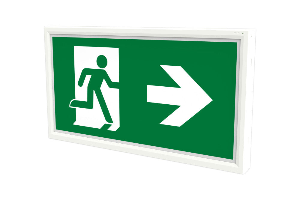 EMERGENCY EXIT BOX 1W 60LM 3HR MAINTAINED OR NON-MAINTAINED 30M VIEWING MANUAL TEST INCLUDING UP DOWN LEFT RIGHT LEGENDS INTEGRAL LED