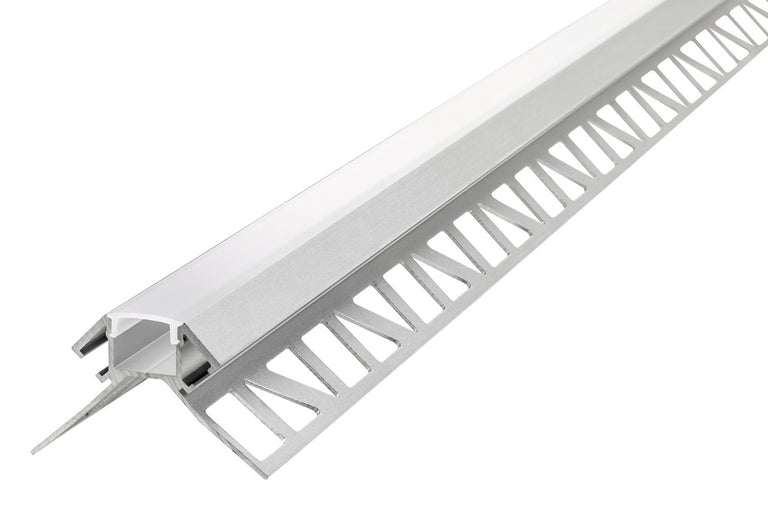 PROFILE ALUMINIUM CORNER SURFACE MOUNT 1M FROSTED DIFFUSER INCLUDE 2 ENDCAPS