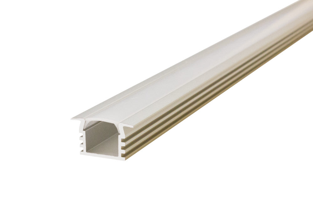 PROFILE ALUMINIUM RECESSED 2M FROSTED SLIDE IN DIFFUSER 22 X 12.2MM End cap and mounting bracket are sold separately