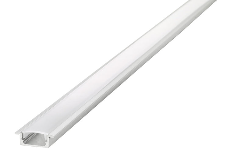PROFILE ALUMINIUM RECESSED 1M FROSTED DIFFUSER 23.2 X 7.9MM INCLUDE 2 ENDCAPS AND 2 MOUNTING BRACKETS