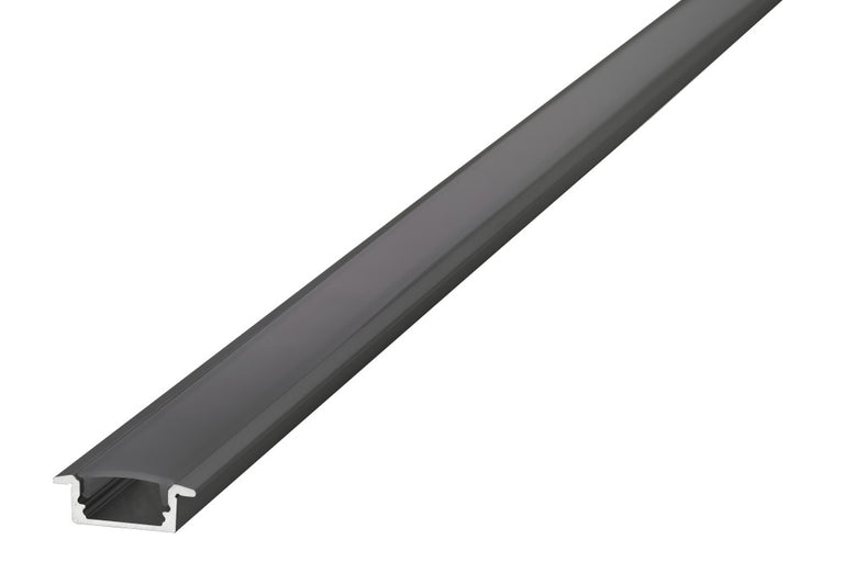 PROFILE ALUMINIUM RECESSED BLACK ANODISED 2M FROSTED DIFFUSER 23.2 X 7.9MM INCLUDE 2 ENDCAPS AND 4 MOUNTING BRACKETS