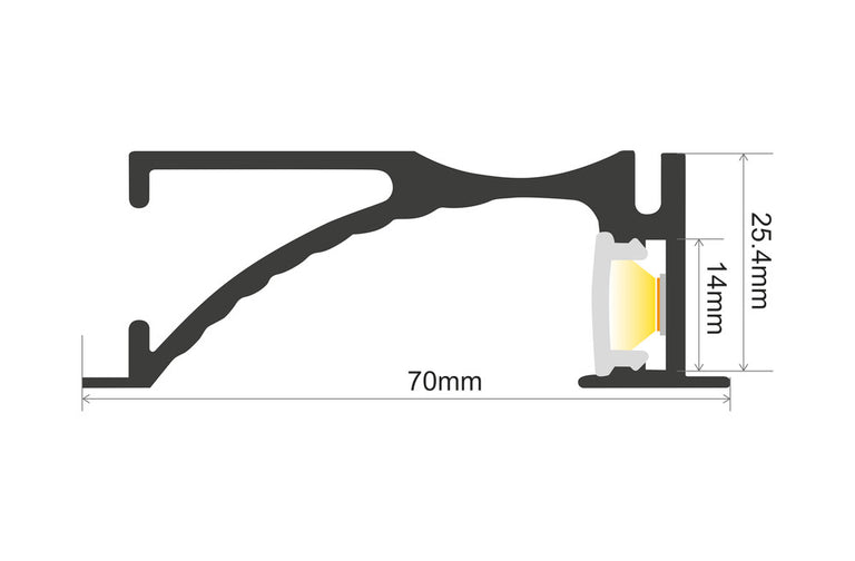 PROFILE ALUMINIUM WALL RECESSED 1M FROSTED DIFFUSER INCLUDE 2 ENDCAPS AND 2 SCREWS