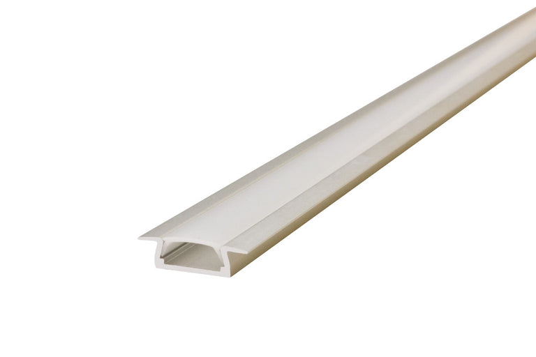 PROFILE ALUMINIUM RECESSED 1M FROSTED CLIP-IN DIFFUSER 22 X 6MM INCLUDE 2 ENDCAPS AND 2 MOUNTING BRACKETS
