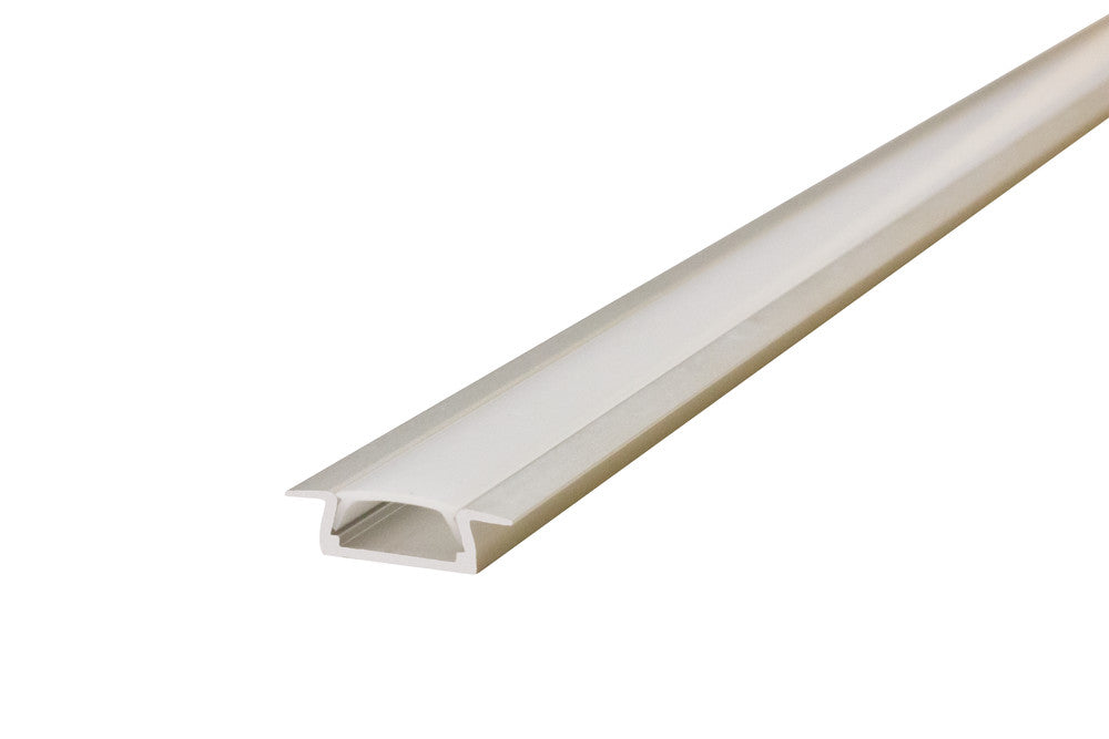 PROFILE ALUMINIUM RECESSED 2M FROSTED CLIP-IN DIFFUSER 22 X 6MM INCLUDE 2 ENDCAPS AND 4 MOUNTING BRACKETS