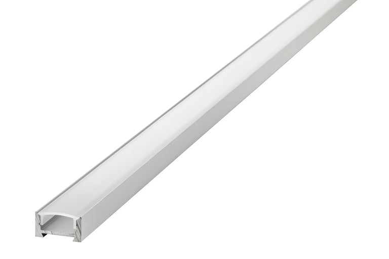 PROFILE ALUMINIUM SURFACE MOUNT 1M FROSTED DIFFUSER 16.2 X 8.57MM INCLUDE 2 ENDCAPS AND 2 MOUNTING BRACKETS