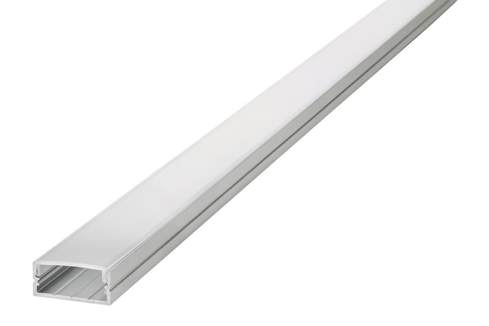 PROFILE ALUMINIUM SURFACE MOUNT 2M FROSTED DIFFUSER 23 X 10MM INCLUDE 2 ENDCAPS AND 4 MOUNTING BRACKETS