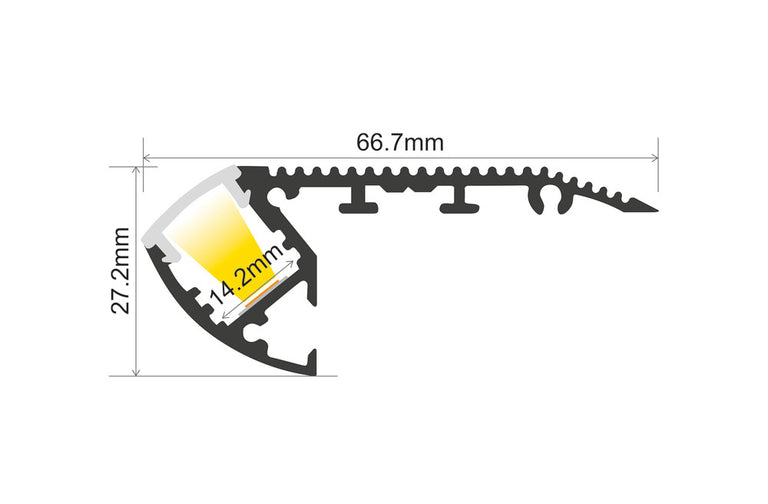 PROFILE ALUMINIUM STAIR SURFACE MOUNT 1M FROSTED DIFFUSER INCLUDE 2 ENDCAPS AND 2 SCREWS