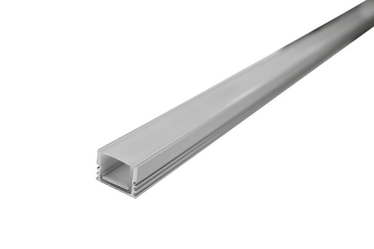 PROFILE ALUMINIUM IP65 SURFACE MOUNT 1M FROSTED DIFFUSER 18 X 12MM INCLUDE 1M PLATE 2 ENDCAPS 2 SEALING PLUGS 4 SCREWS AND 2 MOUNTING BRACKETS
