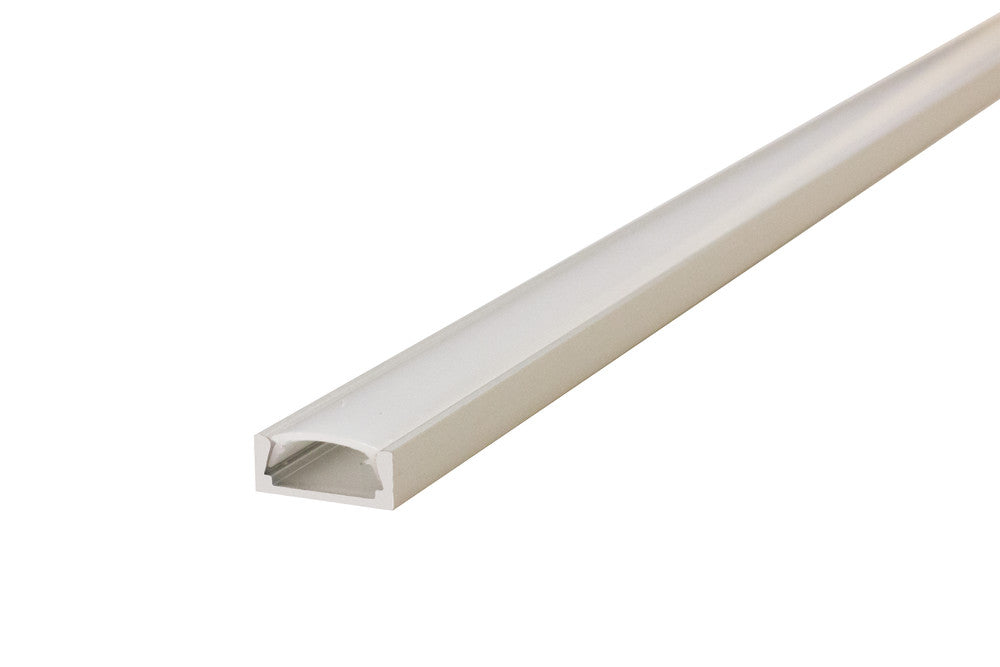 PROFILE ALUMINIUM SURFACE MOUNT 2M FROSTED CLIP-IN DIFFUSER 15.2 X 6MM INCLUDE 2 ENDCAPS AND 4 MOUNTING BRACKETS