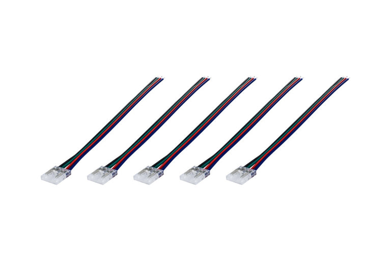 CONNECTOR TO 150MM WIRE 5PACK FOR 12MM IP20 COB HIGH UNIFORMITY RGB STRIPS