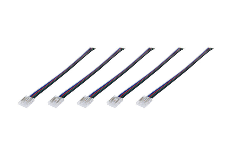 CONNECTOR TO 150MM WIRE 5PACK FOR 12MM IP20 COB HIGH UNIFORMITY RGBW STRIP
