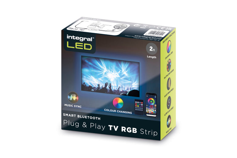 RGB PLUG AND PLAY LED TV STRIP KITS IP20 2M 1.5W/M 24LED/M 10MM WIDTH 120 BEAM BOX PACK WITH IR CONTROLLER & BLE APP CONTROL USB POWERED 5V