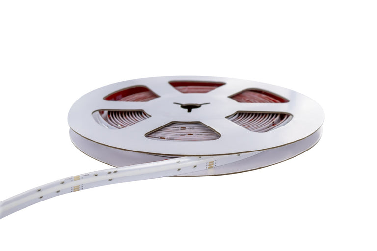 COB HIGH UNIFORMITY PRO STRIP IP65 5M PACK RGB+W 3000K 24V 15W/M 1344LED/M 12MM WIDTH BUILT-IN  STEEL LINING -(Recommended driver ILDRCVC052)