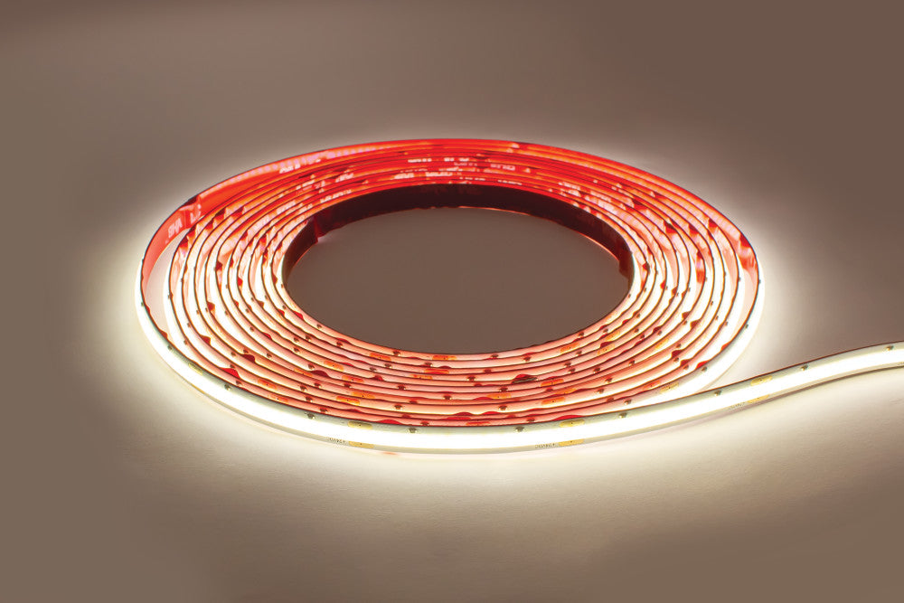 COB HIGH UNIFORMITY PRO STRIP IP20 5M PACK 4000K 24V 10W/M 942LM/M CRI90+ 480LED/M 8MM WIDTH BUILT-IN STEEL LINING -(Recommended driver ILDRCVA047)