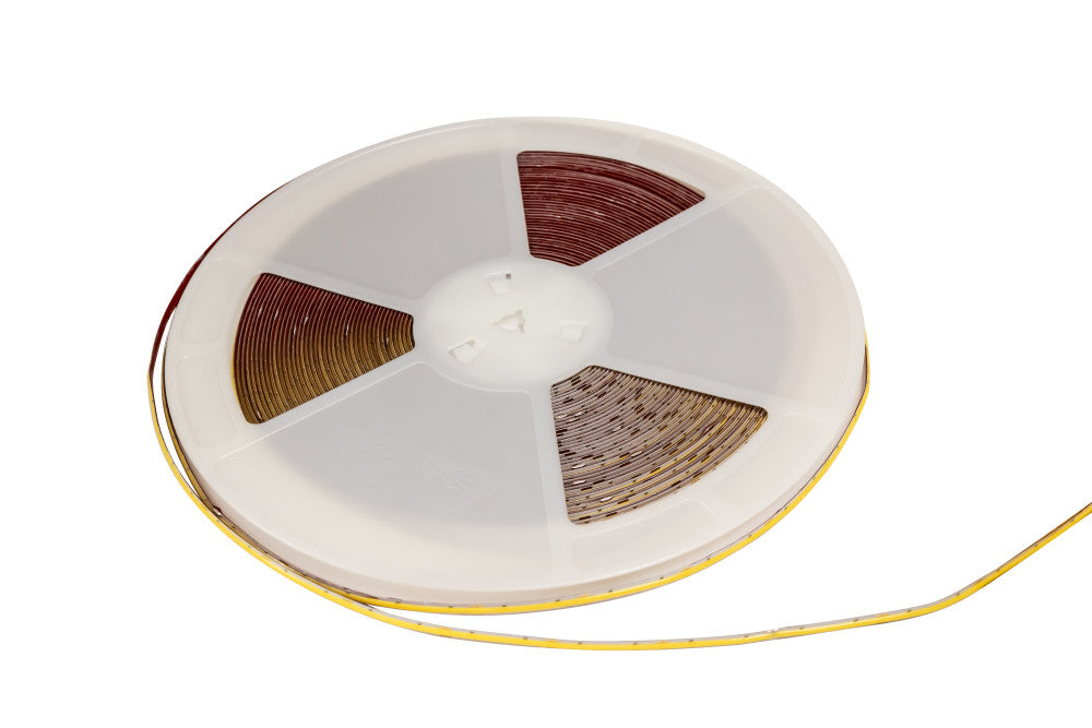 COB HIGH UNIFORMITY PRO STRIP IP20 30M REEL 4000K 24V 10W/M 942LM/M CRI90+ 480LED/M 8MM WIDTH BUILT-IN STEEL LINING - 5M MAX RUN