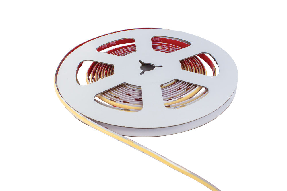 COB HIGH UNIFORMITY PRO STRIP IP65 5M PACK 3000K 24V 10W/M 875LM/M CRI90+ 480LED/M 8MM WIDTH BUILT-IN STEEL LINING -(Recommended driver ILDRCVC052)