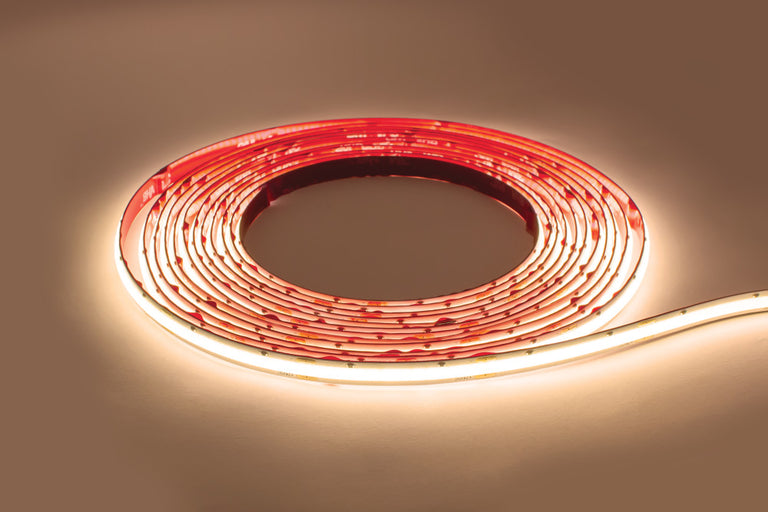 COB HIGH UNIFORMITY PRO STRIP IP65 5M PACK 3000K 24V 10W/M 875LM/M CRI90+ 480LED/M 8MM WIDTH BUILT-IN STEEL LINING -(Recommended driver ILDRCVC052)