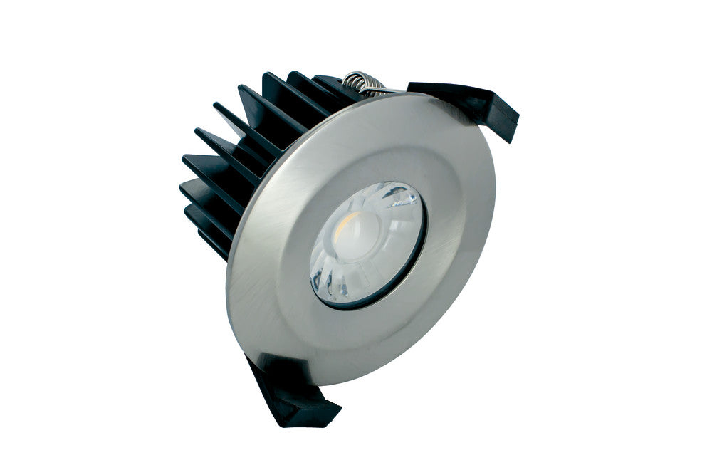 LOW-PROFILE FIRE RATED DOWNLIGHT 70-75MM CUTOUT IP65 510LM 6W 3000K 38 BEAM DIMMABLE 85LM/W SATIN NICKEL