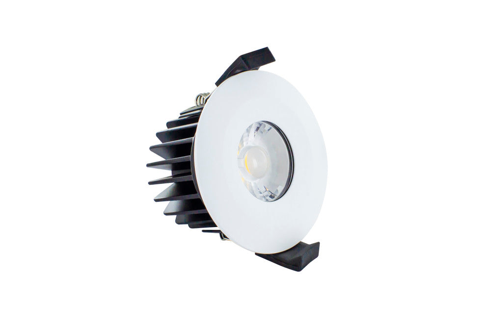 LOW-PROFILE FIRE RATED DOWNLIGHT 70-75MM CUTOUT IP65 520LM 6W 4000K 38 BEAM DIMMABLE 86LM/W WHITE