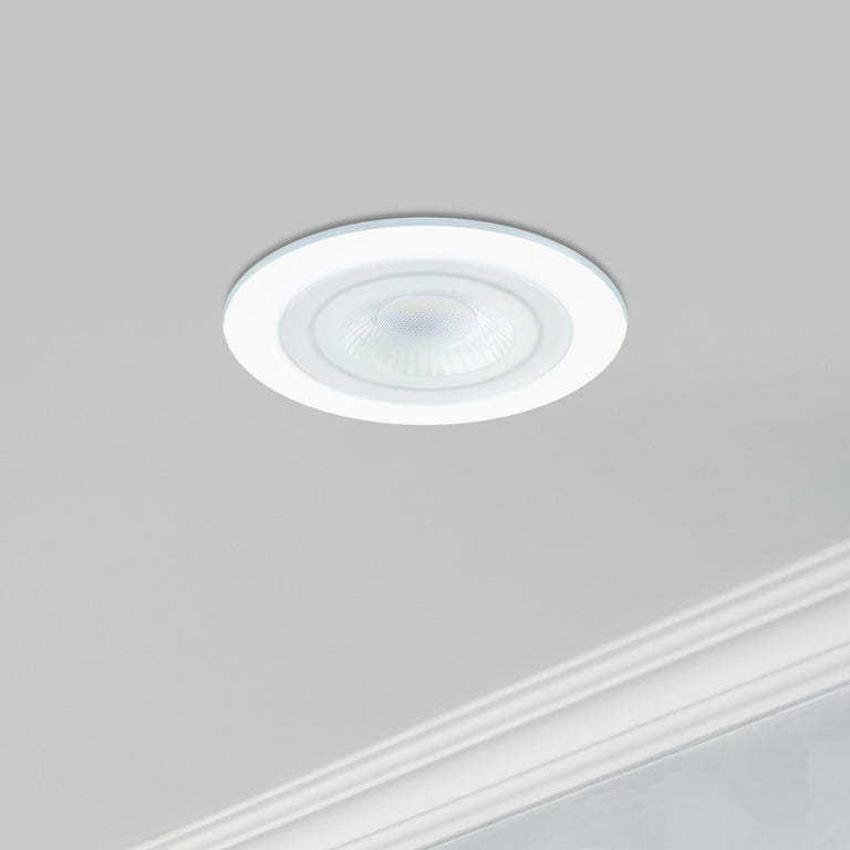 ECOGUARD FIRE RATED DOWNLIGHT FAST CONNECT 65MM CUTOUT IP65 600LM 5W 3000/4000/5000K 38 BEAM DIMMABLE 120LM/W WHITE