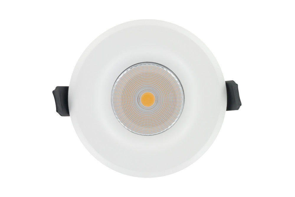 LUXFIRE FIRE RATED DOWNLIGHT 70MM CUTOUT IP65 700LM 9W 3000K 55 BEAM DIMMABLE 78LM/W WHITE
