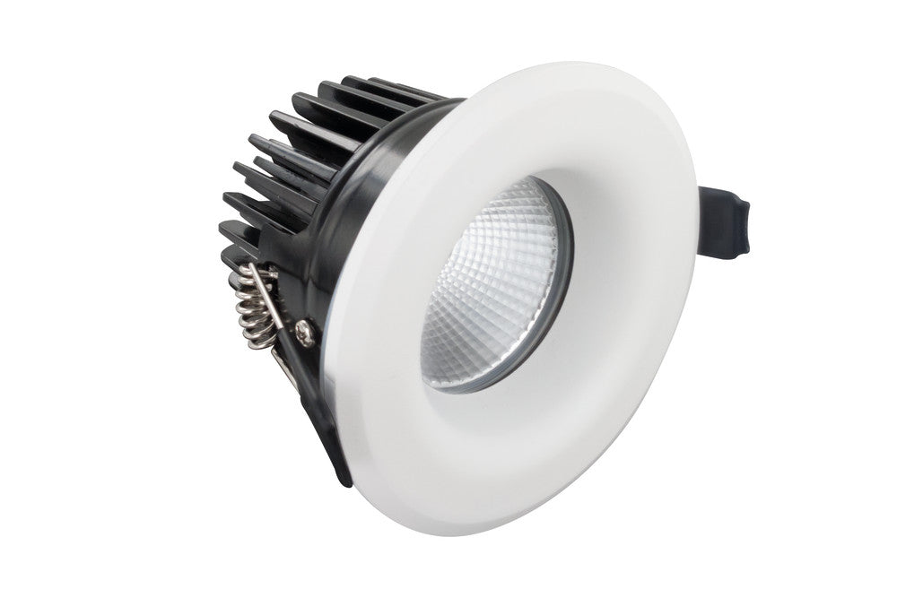 LUXFIRE FIRE RATED DOWNLIGHT 70MM CUTOUT IP65 740LM 9W 4000K 36 BEAM DIMMABLE 82LM/W WHITE