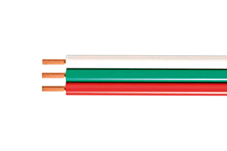 3 CORE CABLE 0.75MM² WHITE/RED/GREEN WIRE 1M LENGTH FOR 12-24VDC CCT-CHANGING LED STRIPS 6A MAX LOAD