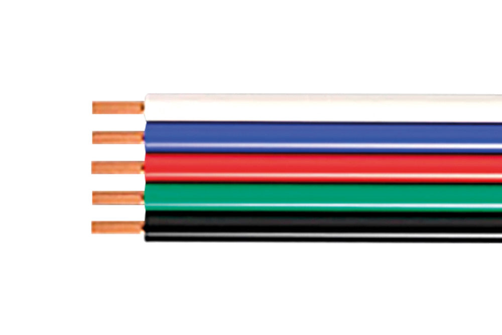 5 CORE CABLE 1.00MM² BLACK/RED/GREEN/BLUE/WHITE WIRE 1M LENGTH FOR 12-24VDC RGBW LED STRIPS 10A MAX LOAD