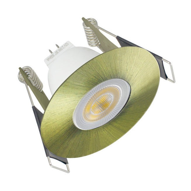 EVOFIRE MINI FIRE RATED DOWNLIGHT 45MM CUTOUT IP65 ANTIQUE BRASS ROUND *NO LAMP HOLDER*
