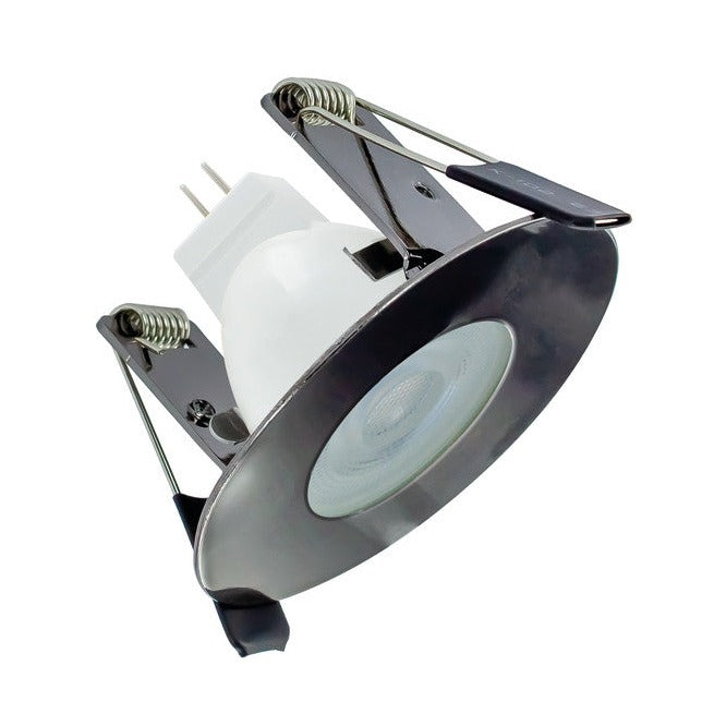 EVOFIRE MINI FIRE RATED DOWNLIGHT 45MM CUTOUT IP65 BLACK CHROME ROUND *NO LAMP HOLDER*