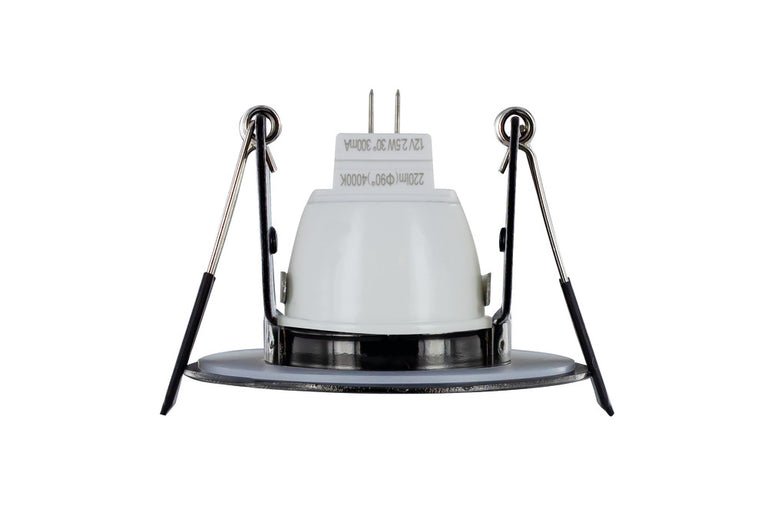EVOFIRE MINI FIRE RATED DOWNLIGHT 45MM CUTOUT IP65 BLACK CHROME ROUND *NO LAMP HOLDER*