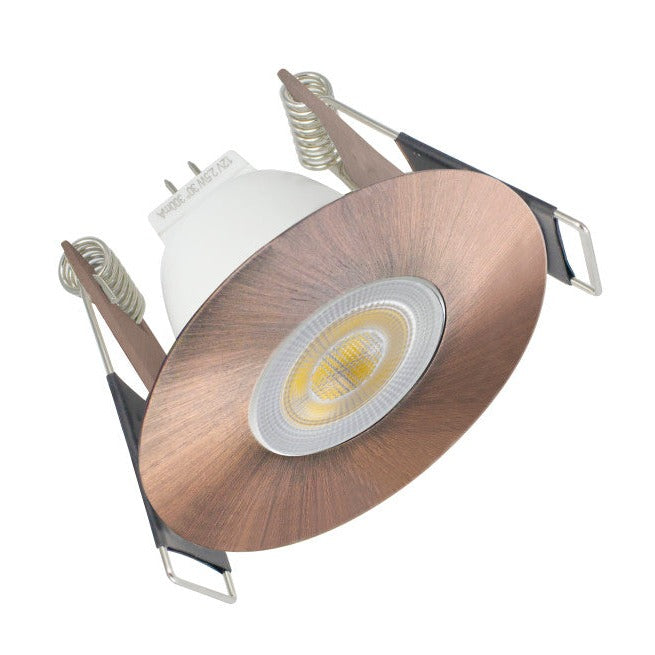 EVOFIRE MINI FIRE RATED DOWNLIGHT 45MM CUTOUT IP65 COPPER ROUND *NO LAMP HOLDER*
