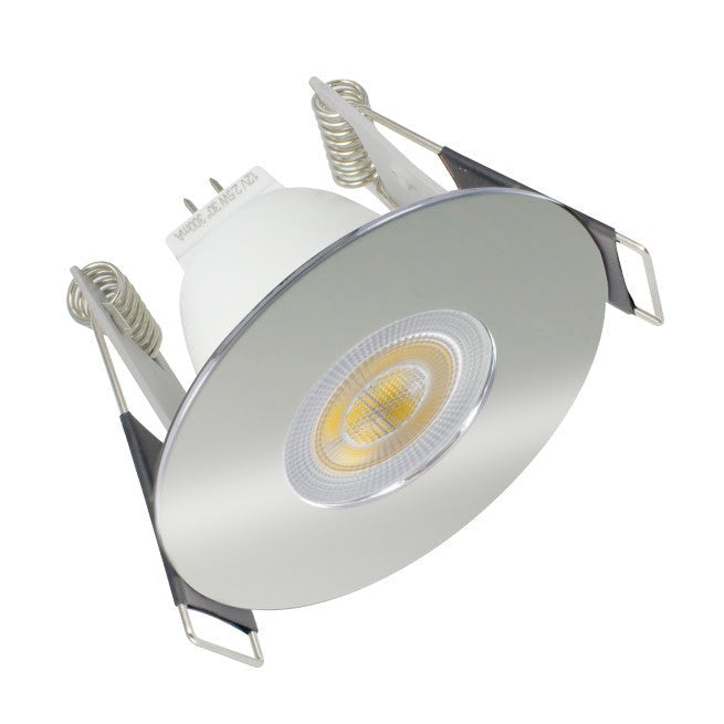 EVOFIRE MINI FIRE RATED DOWNLIGHT 45MM CUTOUT IP65 POLISHED CHROME ROUND *NO LAMP HOLDER*