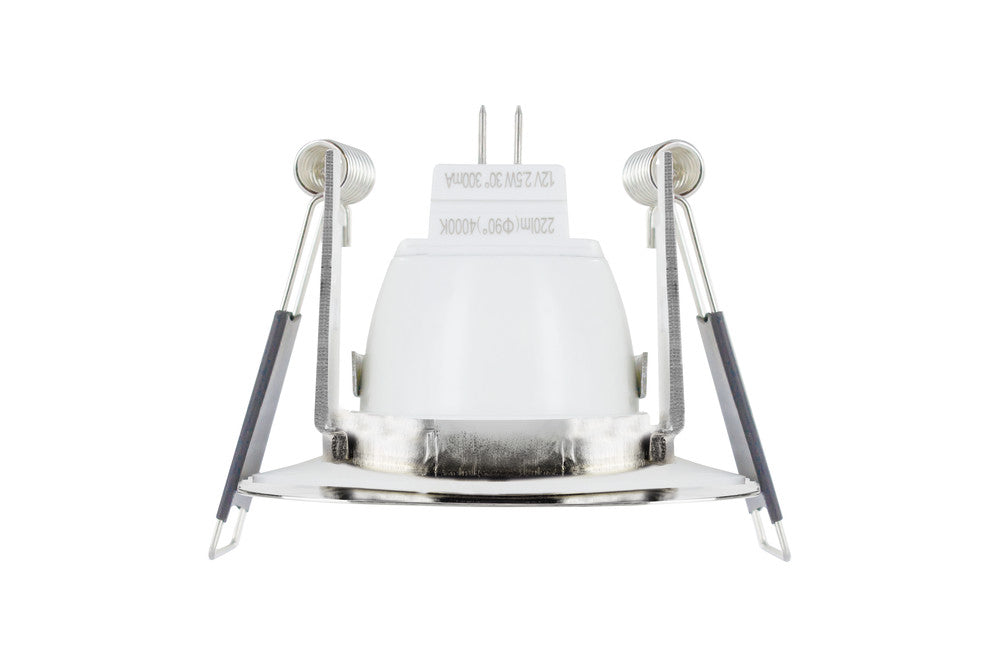 EVOFIRE MINI FIRE RATED DOWNLIGHT 45MM CUTOUT IP65 POLISHED CHROME ROUND *NO LAMP HOLDER*