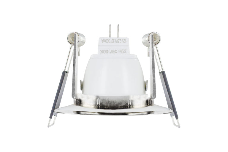 EVOFIRE MINI FIRE RATED DOWNLIGHT 45MM CUTOUT IP65 POLISHED CHROME ROUND *NO LAMP HOLDER*