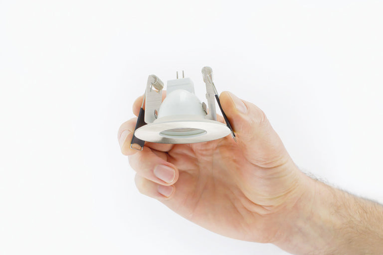 EVOFIRE MINI FIRE RATED DOWNLIGHT 45MM CUTOUT IP65 SATIN NICKEL ROUND *NO LAMP HOLDER*