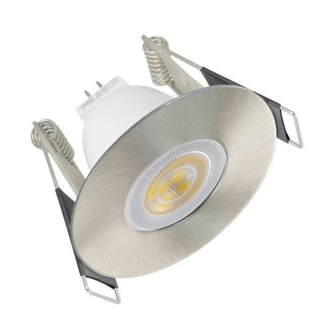 EVOFIRE MINI FIRE RATED DOWNLIGHT 45MM CUTOUT IP65 SATIN NICKEL ROUND *NO LAMP HOLDER*