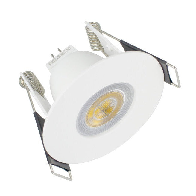 EVOFIRE MINI FIRE RATED DOWNLIGHT 45MM CUTOUT IP65 WHITE ROUND *NO LAMP HOLDER*